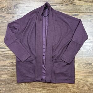 prAna Cardigan Women Medium Purple Open Front Sweater Pockets Long Sleeve Jacket